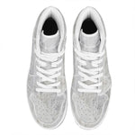 Silver Grey Marble Print High Top Leather Sneakers