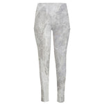 Silver Grey Marble Print High-Waisted Pocket Leggings