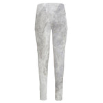 Silver Grey Marble Print High-Waisted Pocket Leggings