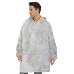 Silver Grey Marble Print Hoodie Blanket