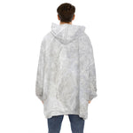Silver Grey Marble Print Hoodie Blanket