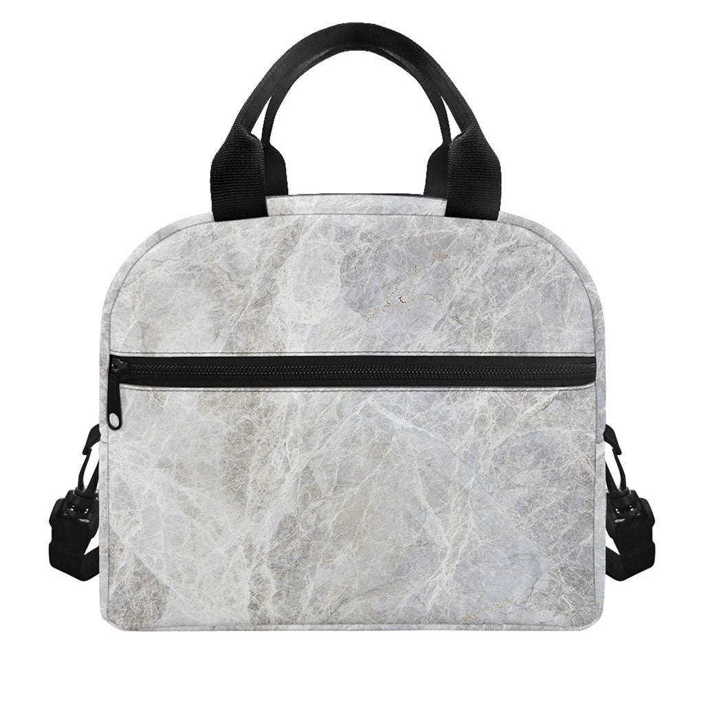 Silver Grey Marble Print Insulated Lunch Bag