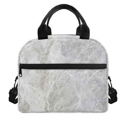 Silver Grey Marble Print Insulated Lunch Bag