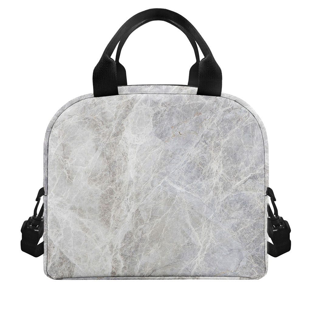 Silver Grey Marble Print Insulated Lunch Bag