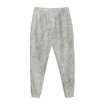 Silver Grey Marble Print Jogger Pants