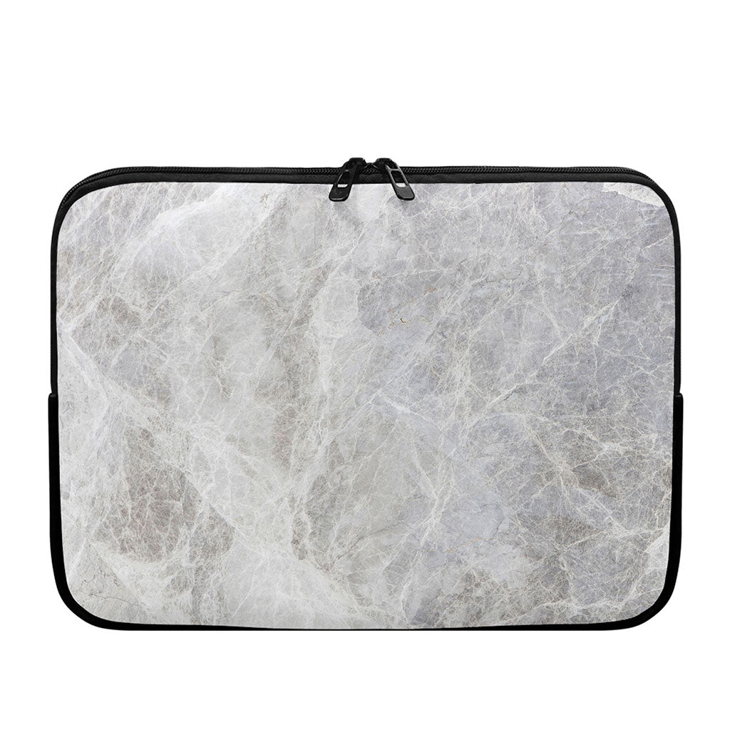 Silver Grey Marble Print Laptop Sleeve