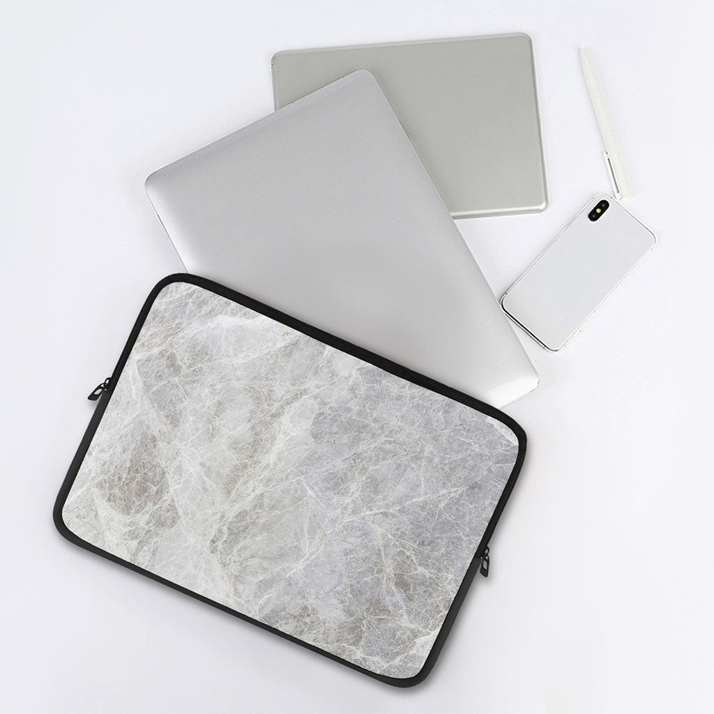 Silver Grey Marble Print Laptop Sleeve