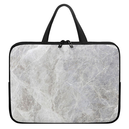 Silver Grey Marble Print Laptop Sleeve With Handle