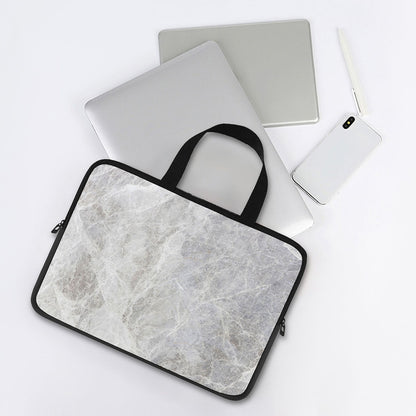Silver Grey Marble Print Laptop Sleeve With Handle