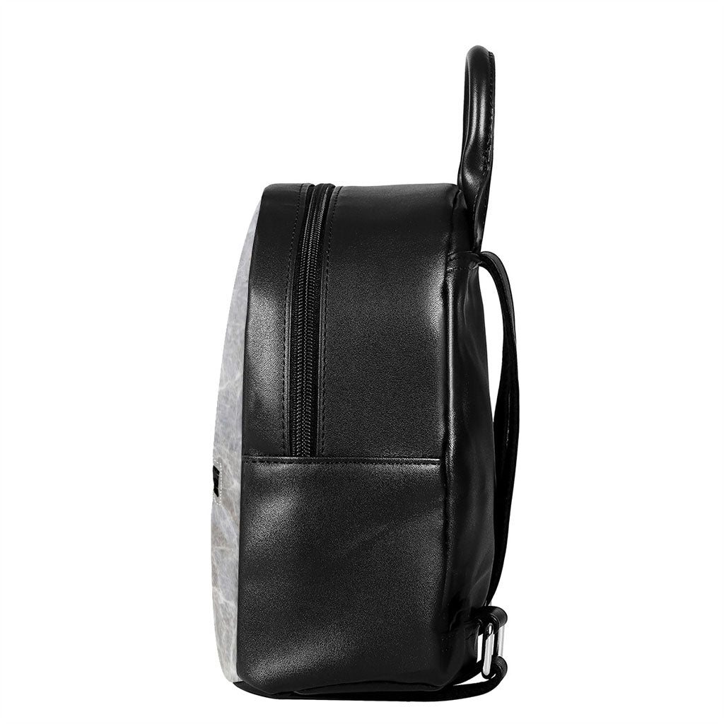 Silver Grey Marble Print Leather Backpack