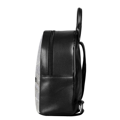 Silver Grey Marble Print Leather Backpack
