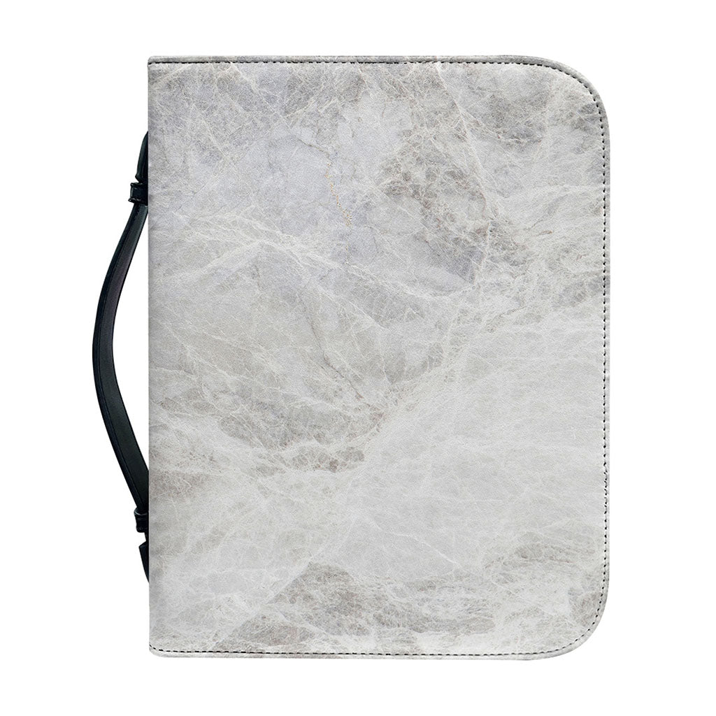 Silver Grey Marble Print Leather Bible Cover