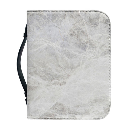 Silver Grey Marble Print Leather Bible Cover