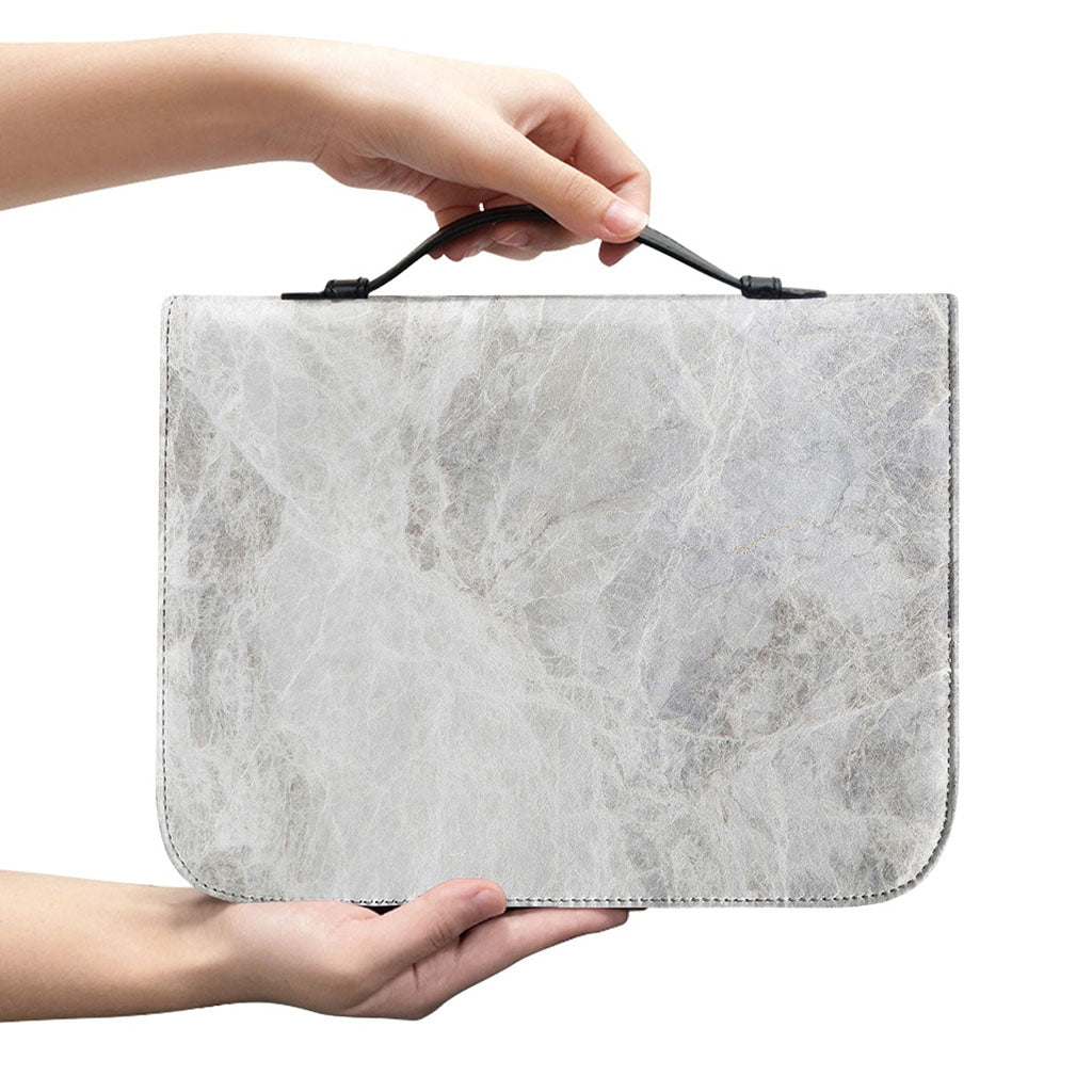 Silver Grey Marble Print Leather Bible Cover