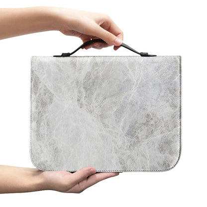 Silver Grey Marble Print Leather Bible Cover