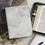 Silver Grey Marble Print Leather Bible Cover