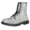 Silver Grey Marble Print Lace-Up Boots