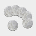 Silver Grey Marble Print Leather Coaster Set