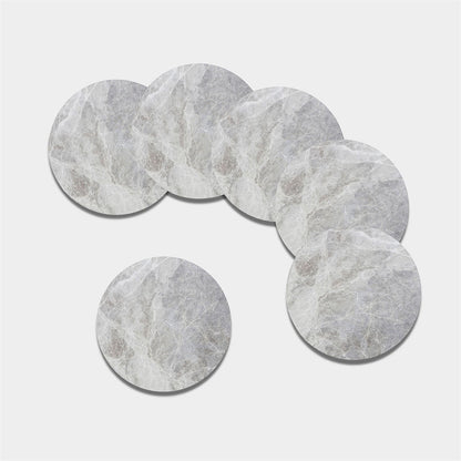 Silver Grey Marble Print Leather Coaster Set