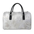 Silver Grey Marble Print Leather Duffel Bag