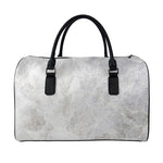 Silver Grey Marble Print Leather Duffle Bag