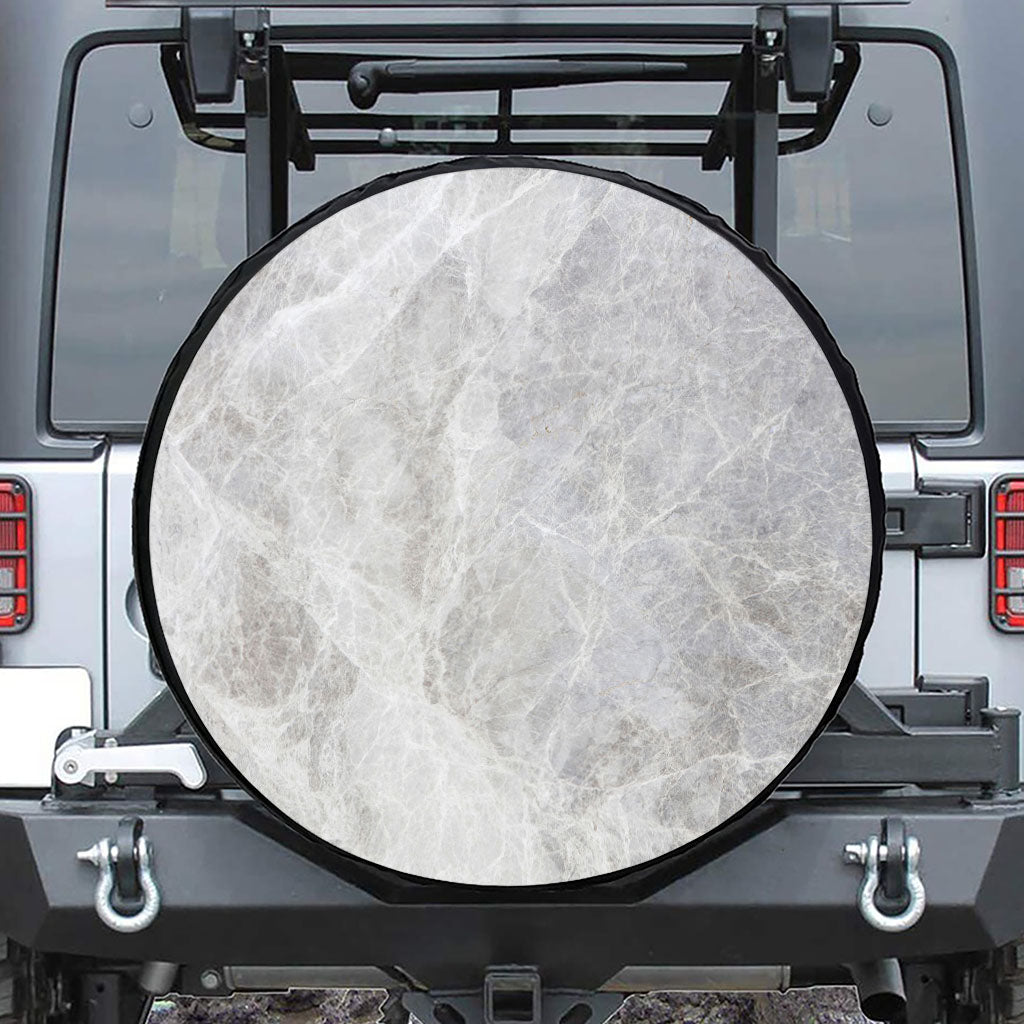 Silver Grey Marble Print Leather Spare Tire Cover