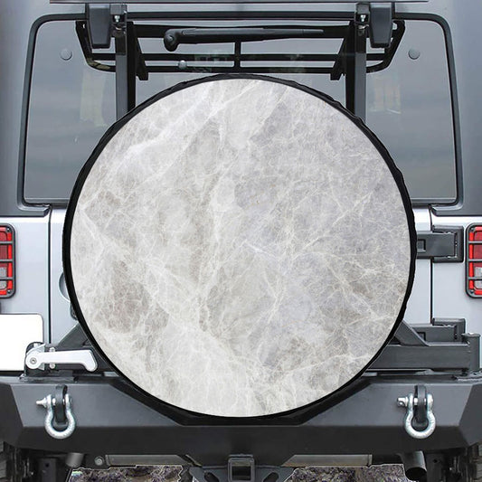 Silver Grey Marble Print Leather Spare Tire Cover