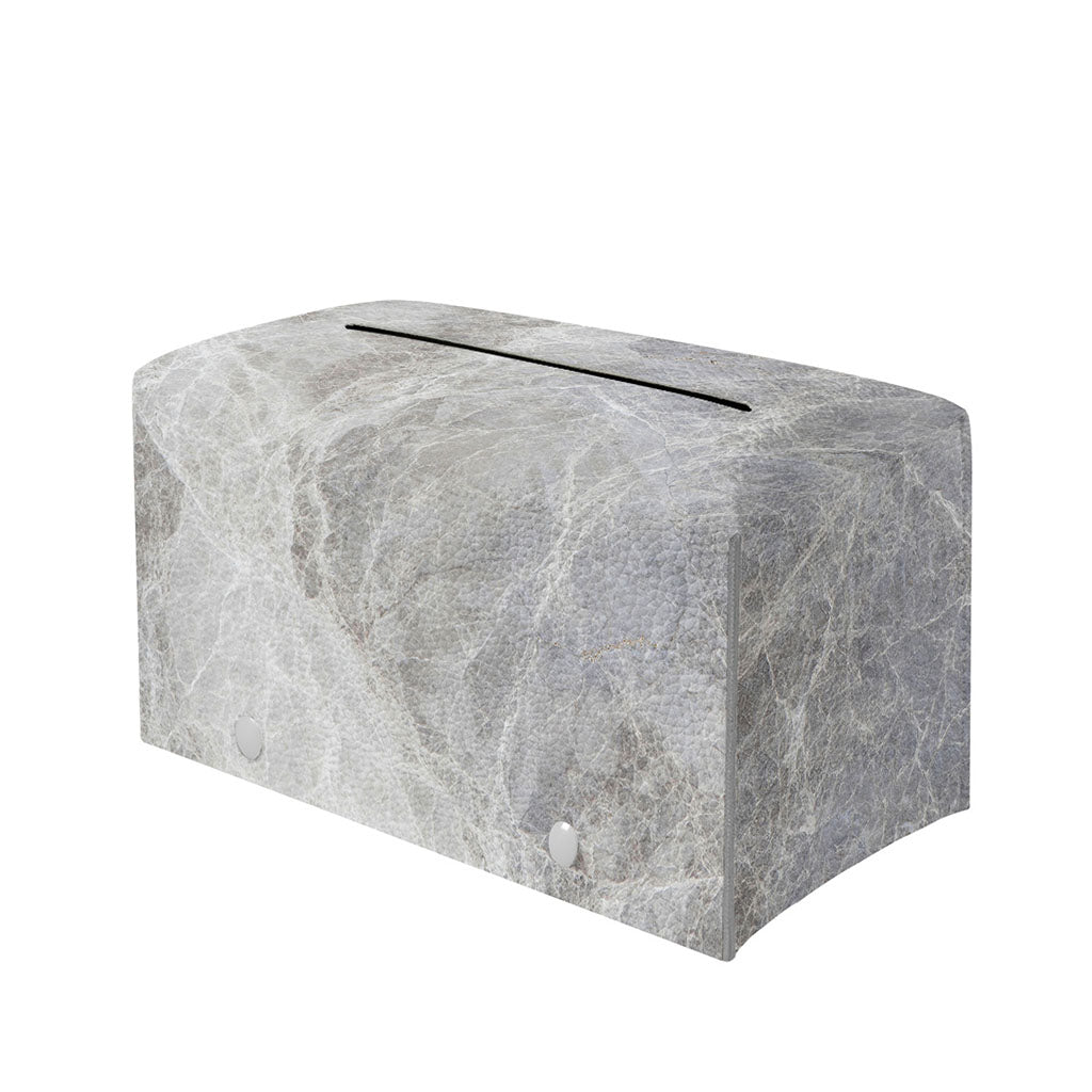 Silver Grey Marble Print Leather Tissue Box Cover