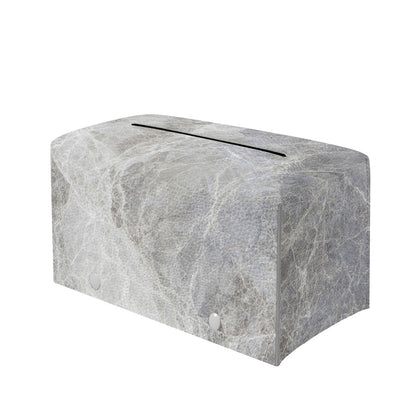 Silver Grey Marble Print Leather Tissue Box Cover