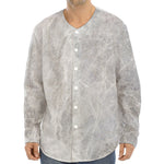 Silver Grey Marble Print Long Sleeve Baseball Jersey