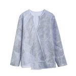 Silver Grey Marble Print Long Sleeve Short Coat