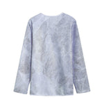 Silver Grey Marble Print Long Sleeve Short Coat