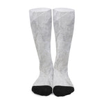 Silver Grey Marble Print Long Socks