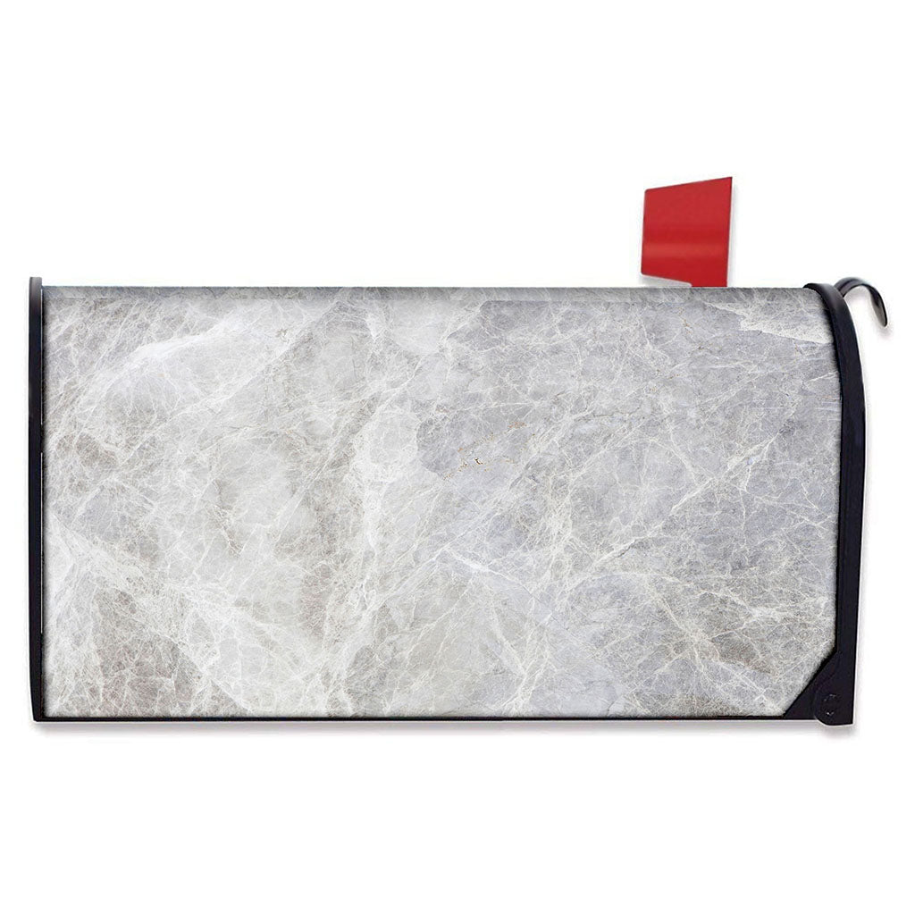 Silver Grey Marble Print Mailbox Cover