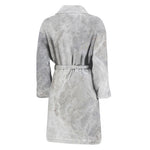 Silver Grey Marble Print Men's Bathrobe