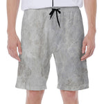 Silver Grey Marble Print Men's Beach Shorts