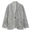 Silver Grey Marble Print Men's Blazer