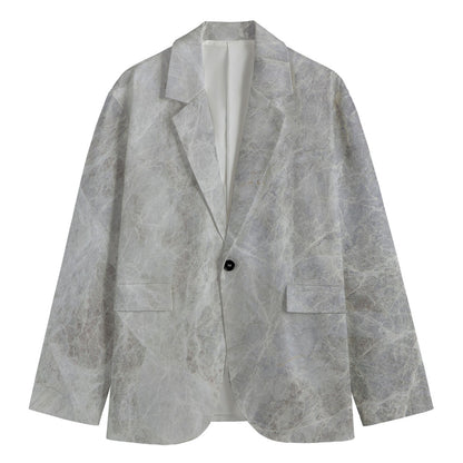 Silver Grey Marble Print Men's Blazer