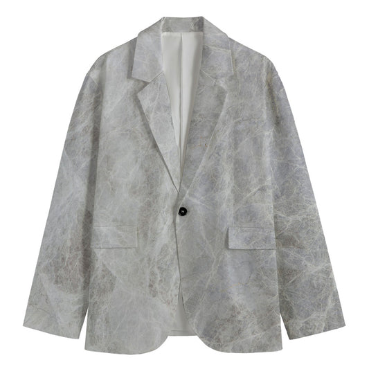 Silver Grey Marble Print Men's Blazer