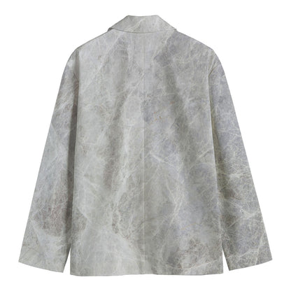 Silver Grey Marble Print Men's Blazer