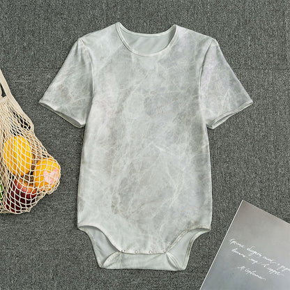 Silver Grey Marble Print Men's Bodysuit