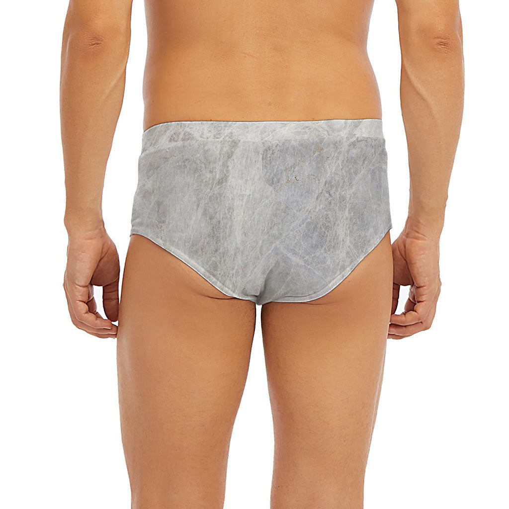 Silver Grey Marble Print Men's Briefs