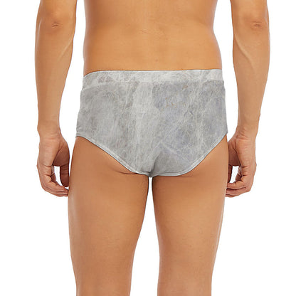 Silver Grey Marble Print Men's Briefs