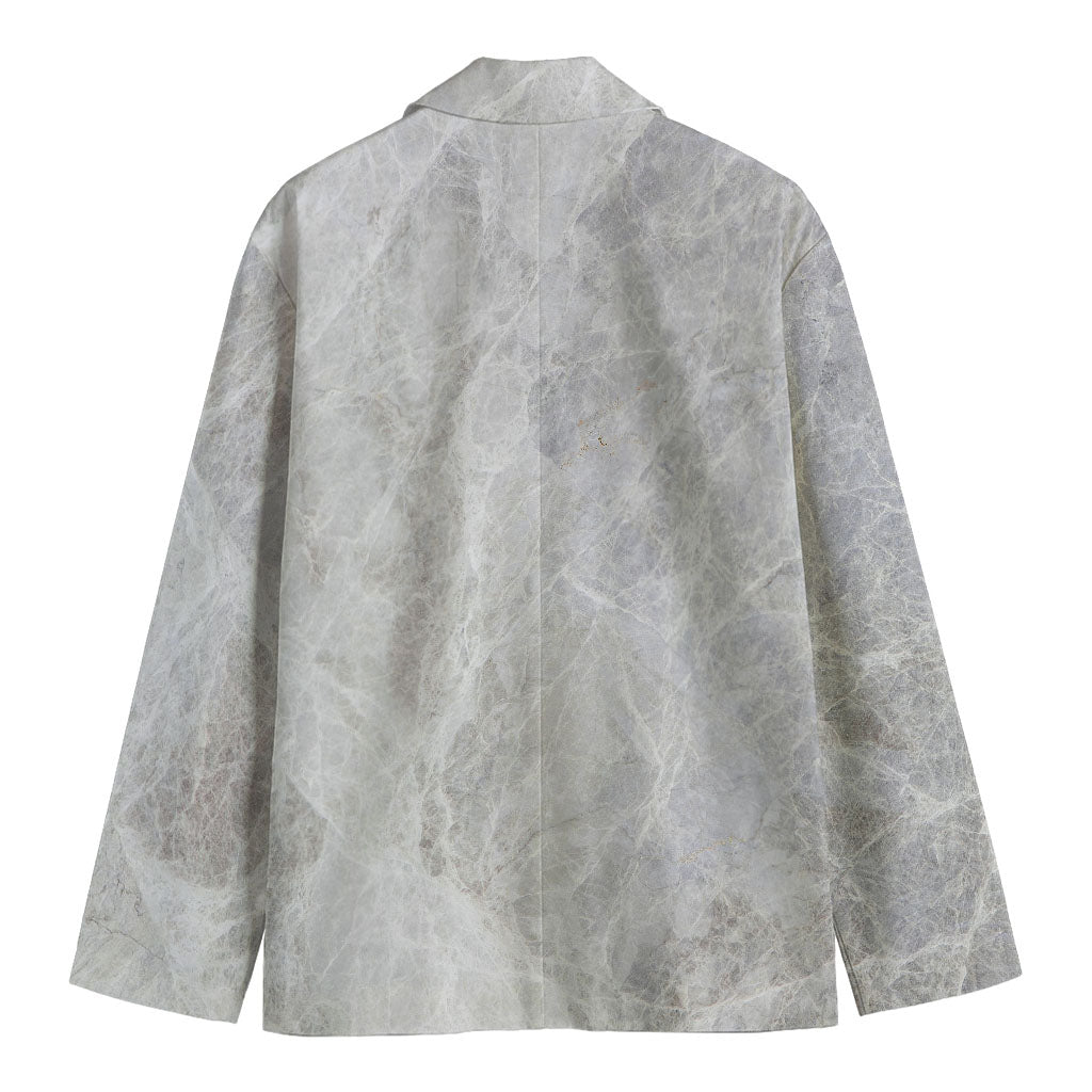 Silver Grey Marble Print Men's Cotton Blazer