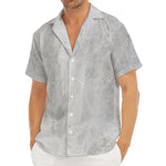 Silver Grey Marble Print Men's Deep V-Neck Shirt