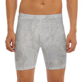 Silver Grey Marble Print Men's Long Boxer Briefs