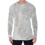 Silver Grey Marble Print Men's Long Sleeve T-Shirt