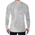 Silver Grey Marble Print Men's Long Sleeve T-Shirt