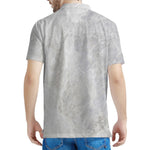 Silver Grey Marble Print Men's Polo Shirt