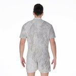 Silver Grey Marble Print Men's Rompers